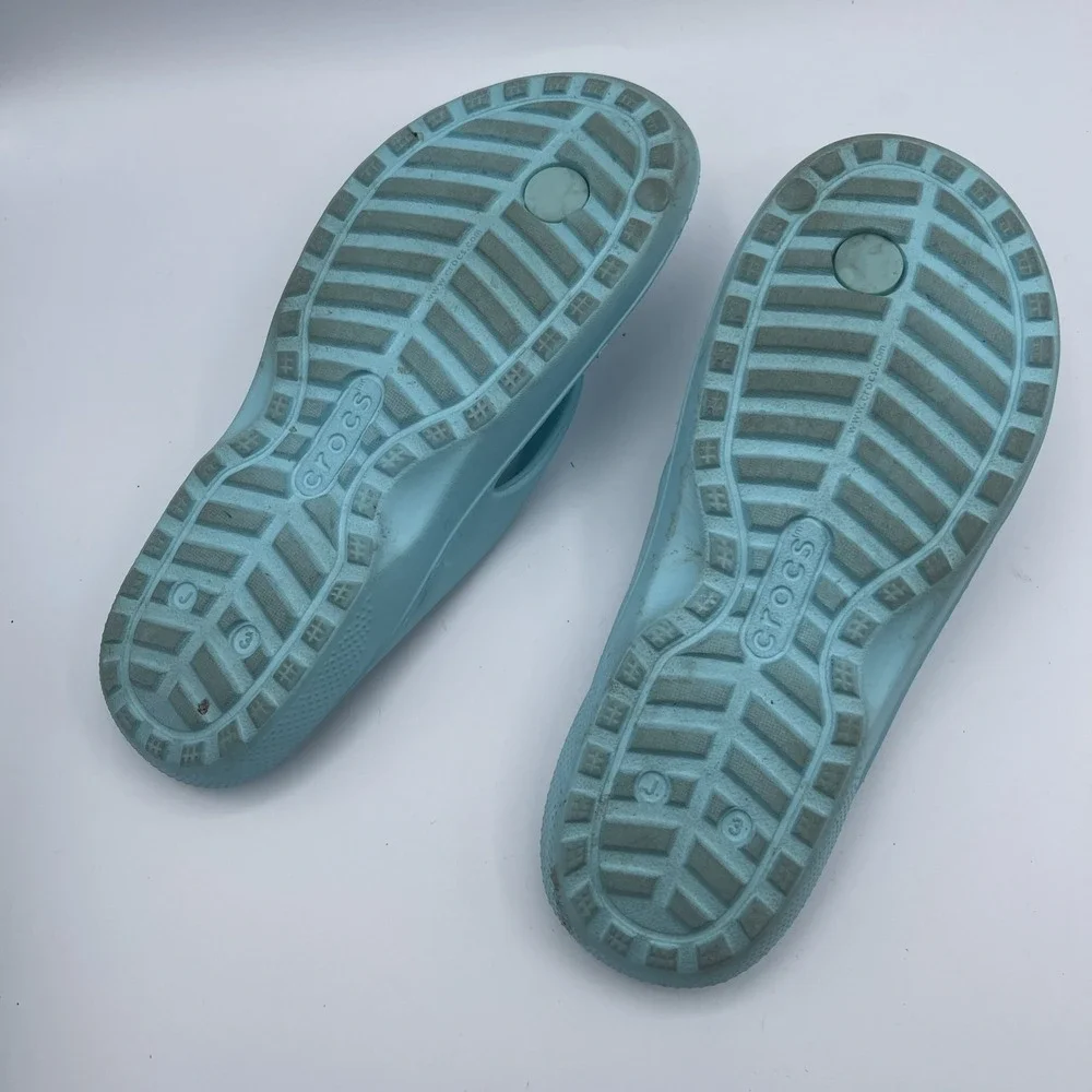 Crocs Kids Flip Flops Turquoise  Size J3 Comfort Summer Thongs Beach Sandals